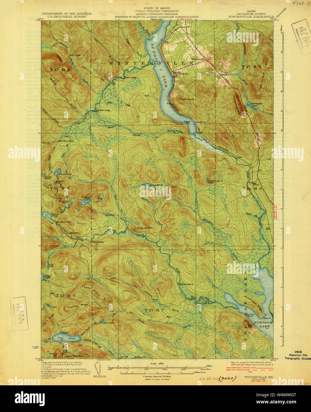 Maine USGS Historical Map Winterville 807734 1931 62500 Restoration