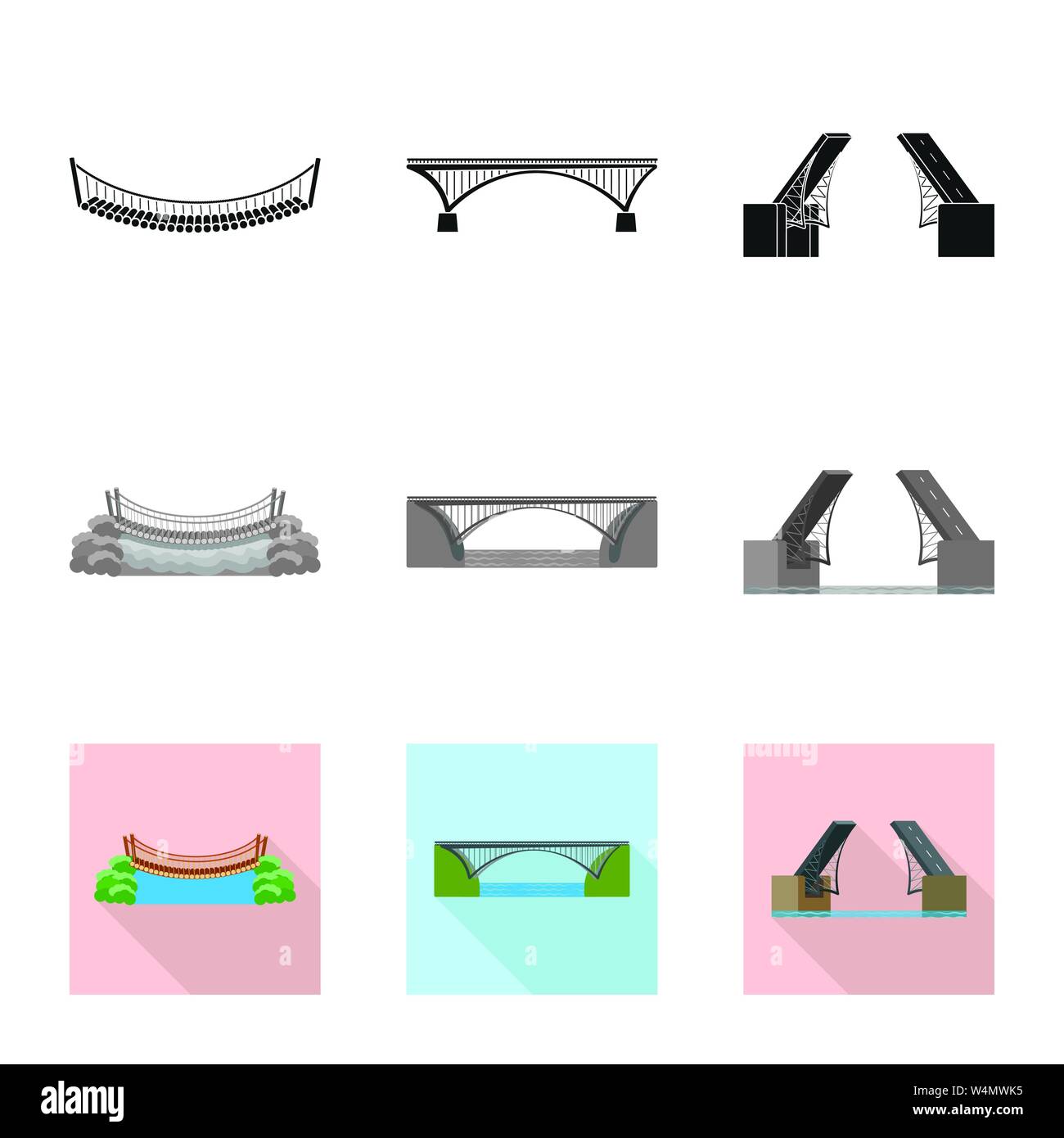 Vector illustration of connection and design sign. Set of connection ...