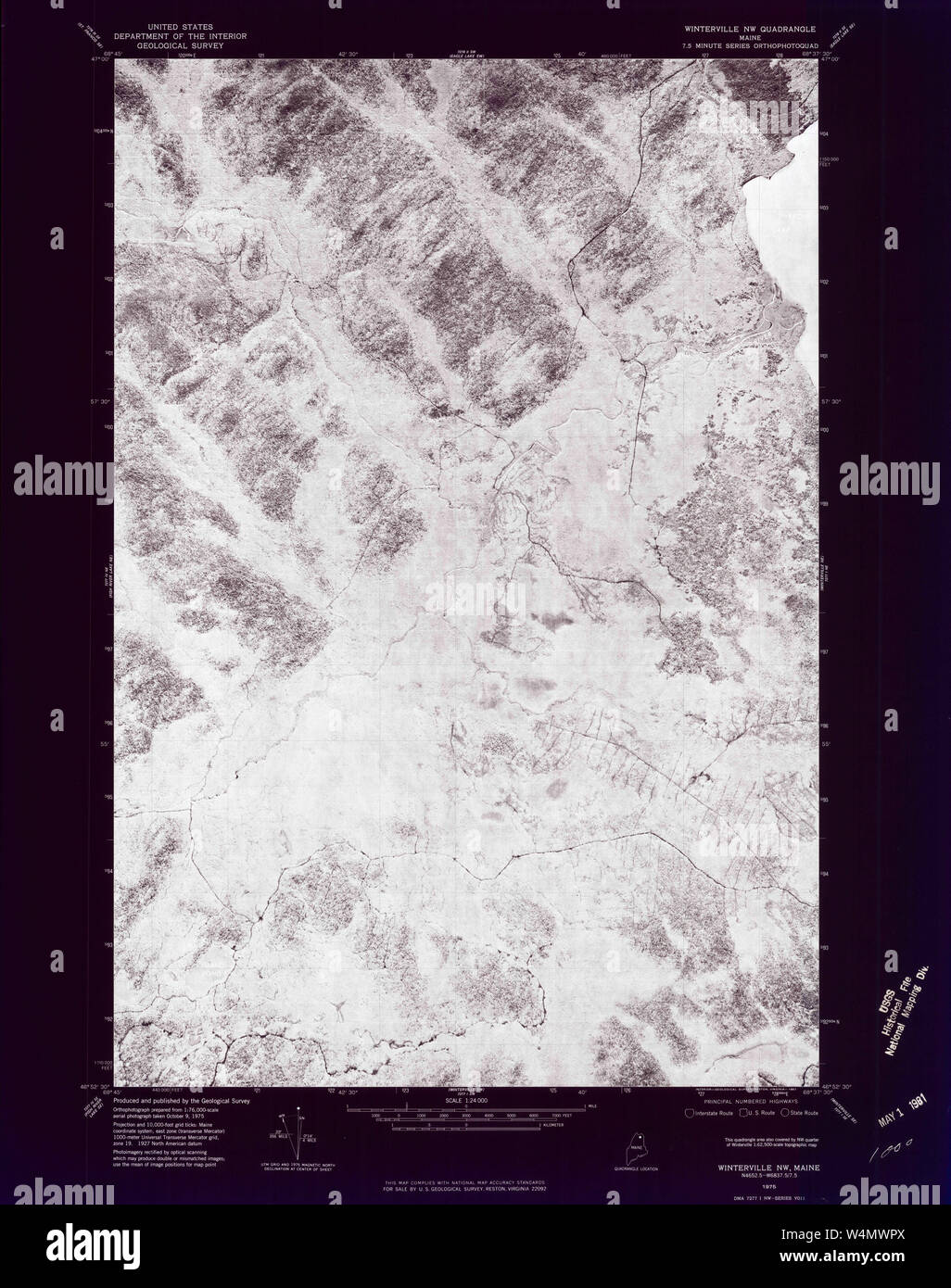 Maine USGS Historical Map Winterville NW 807318 1975 24000 Inversion