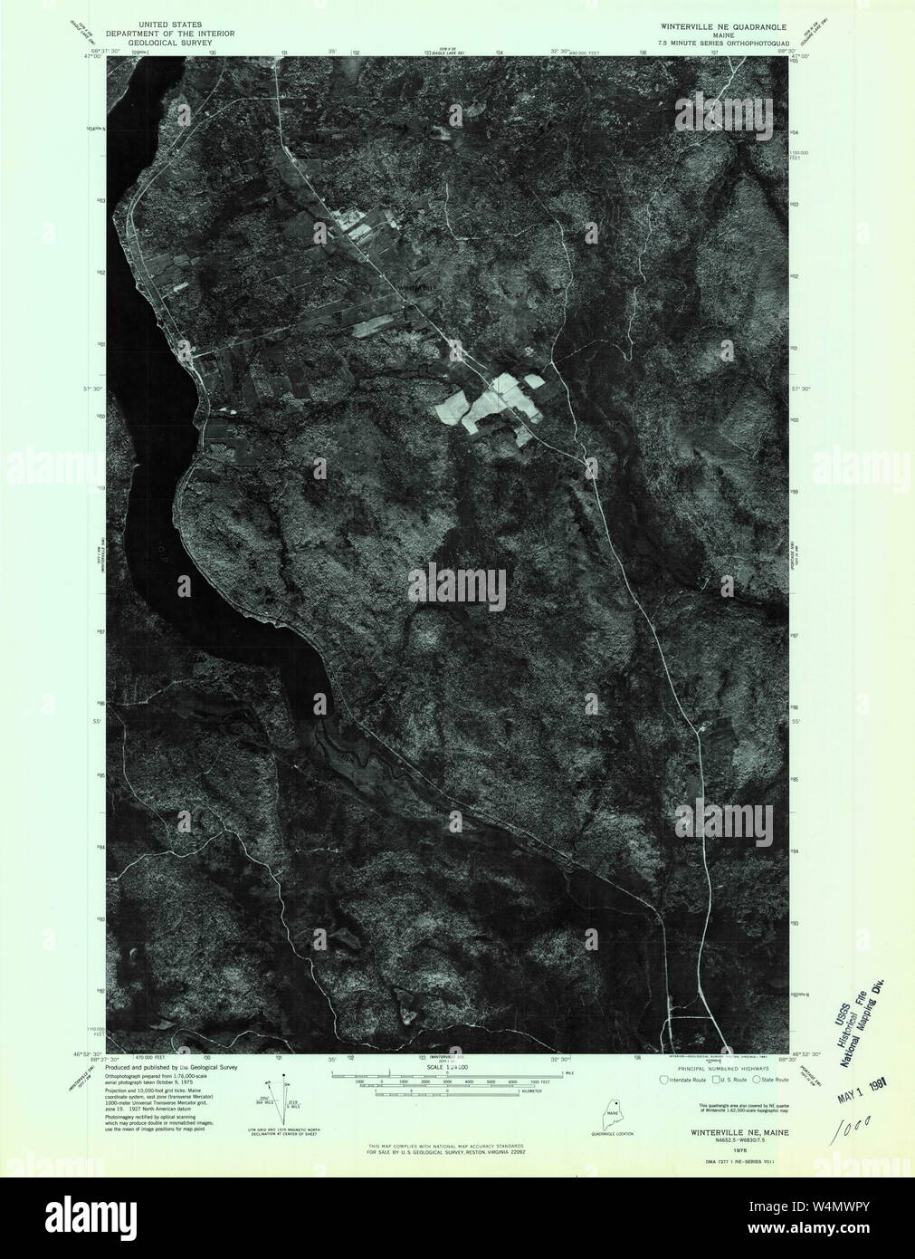 Maine USGS Historical Map Winterville NE 807317 1975 24000 Restoration