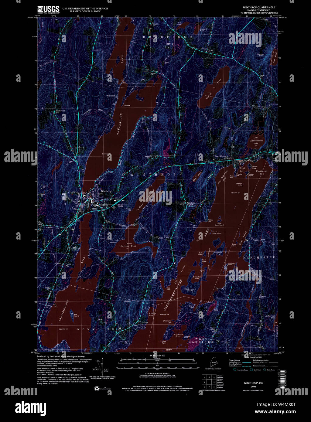 Maine USGS Historical Map Winthrop 103119 2000 24000 Inversion ...
