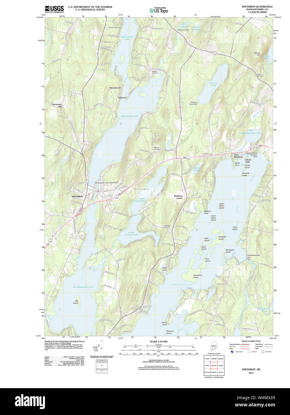 Maine USGS Historical Map Winthrop 20110906 TM Restoration Stock Photo ...