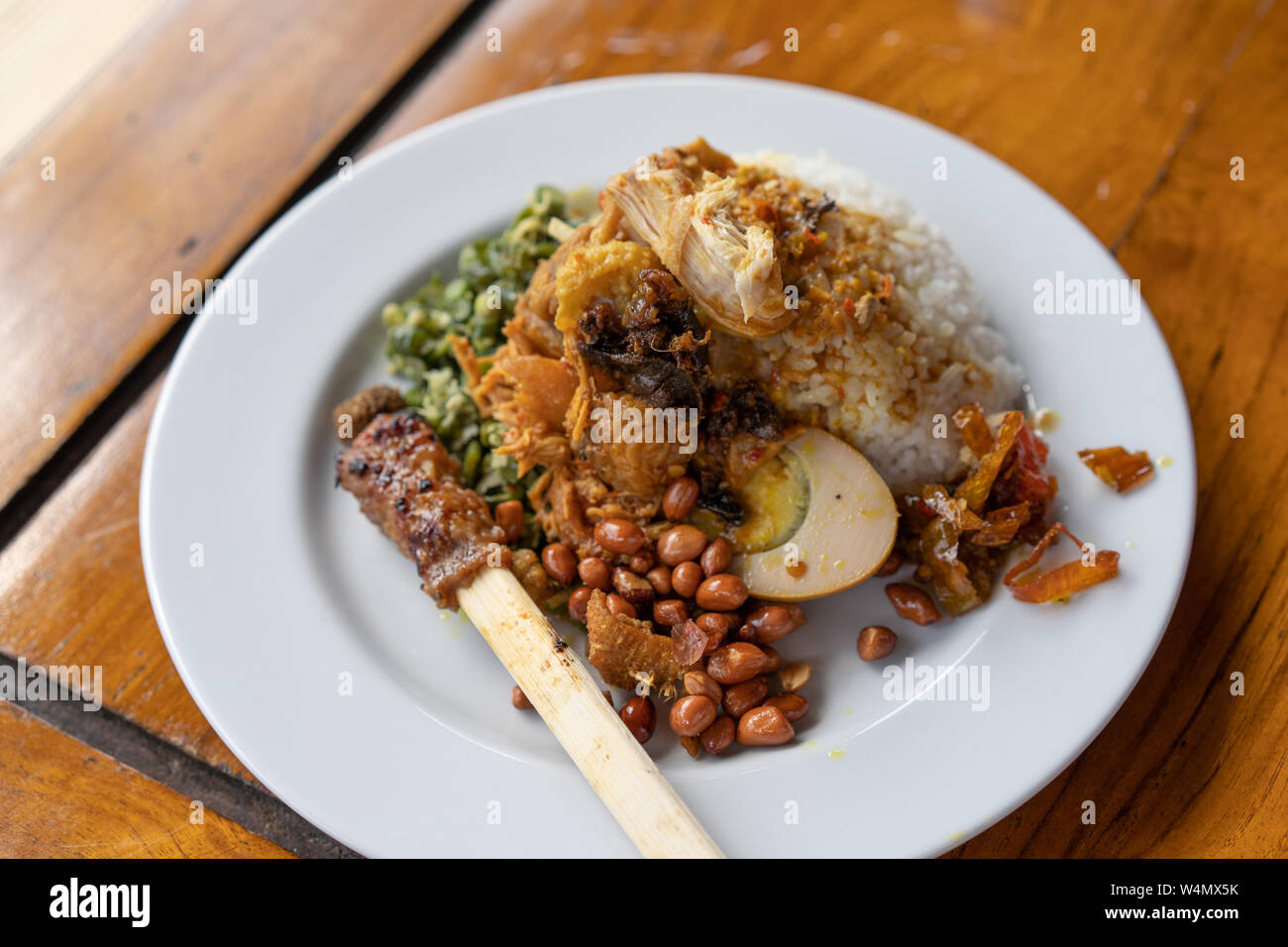 nasi campur with sate lilit delicious authentic dish Stock Photo