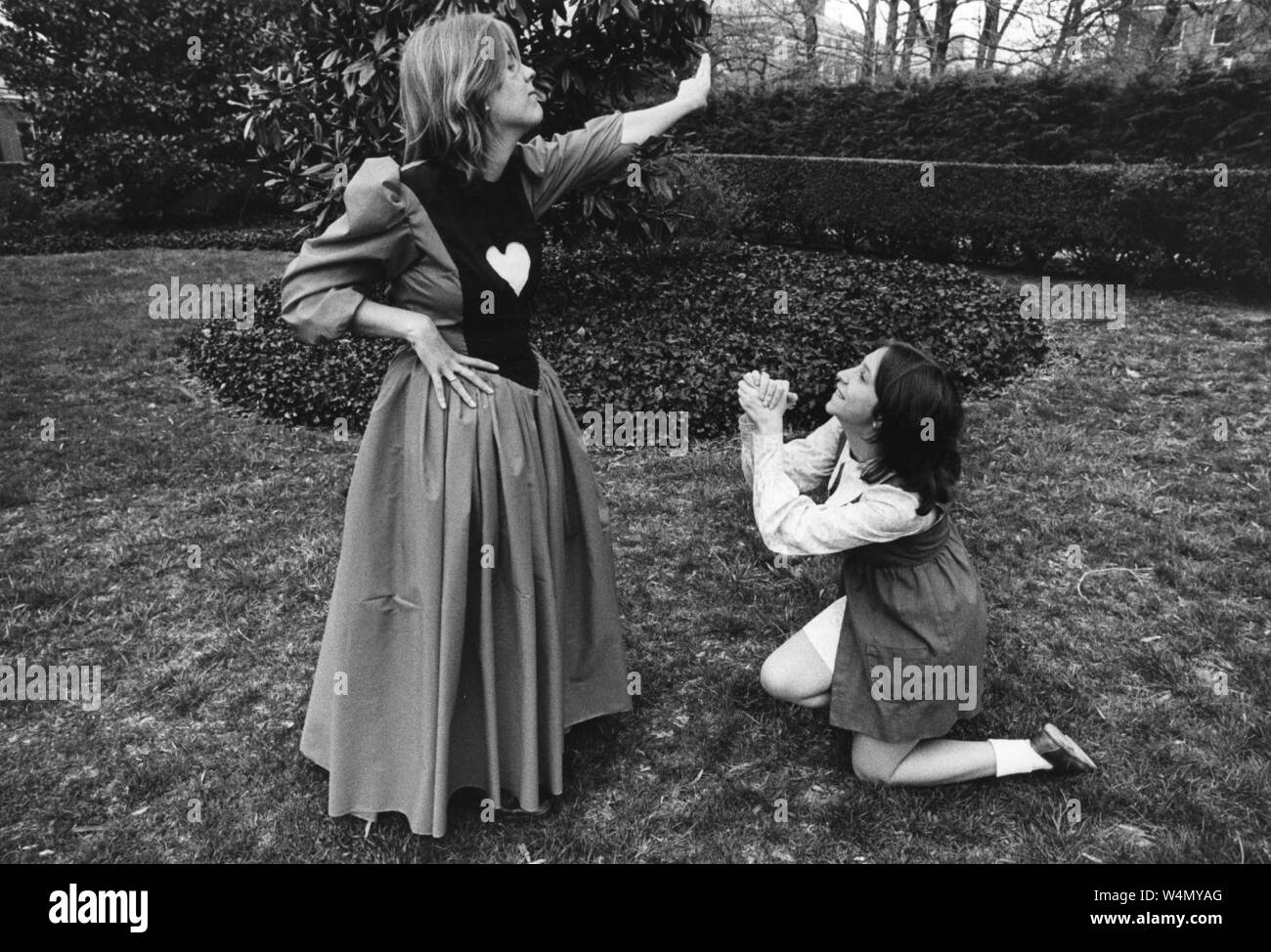 College students from Johns Hopkins University perform on the Homewood campus in Baltimore, Maryland during the University's annual spring fair, which included outdoor concerts, plays, rides, vendors, and more, April, 1975. From the Historical Photographs Collection. () Stock Photo