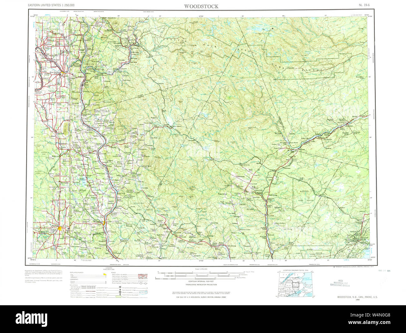 Maine USGS Historical Map Woodstock 461041 1959 250000 Restoration