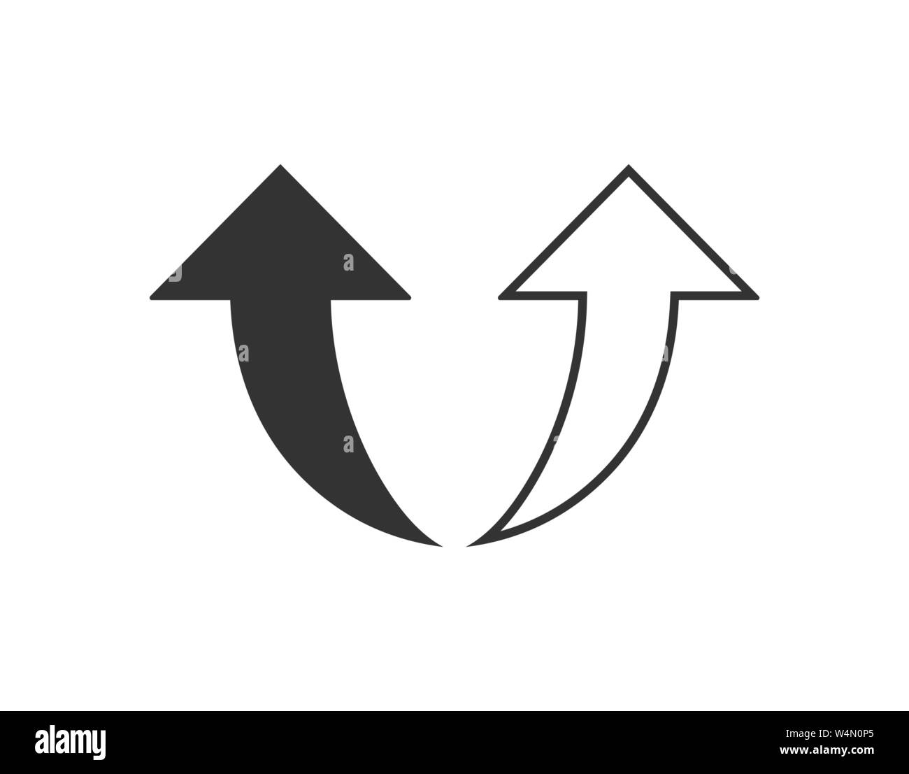 Curved Up Arrow icon. Vector illustration, flat Stock Vector