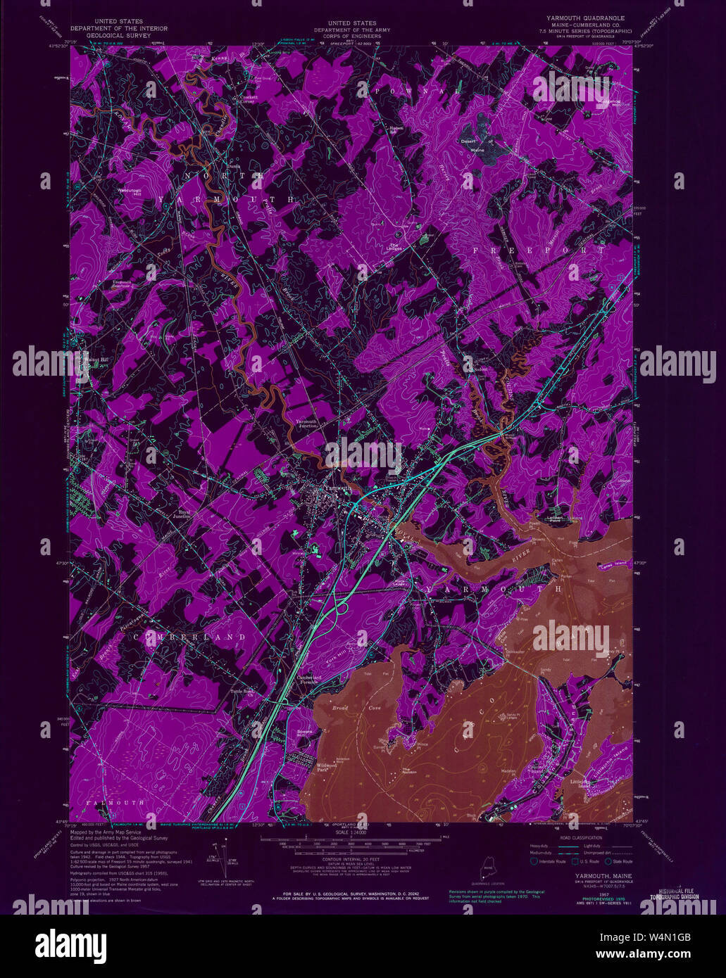Maine USGS Historical Map Yarmouth 807333 1957 24000 Inversion