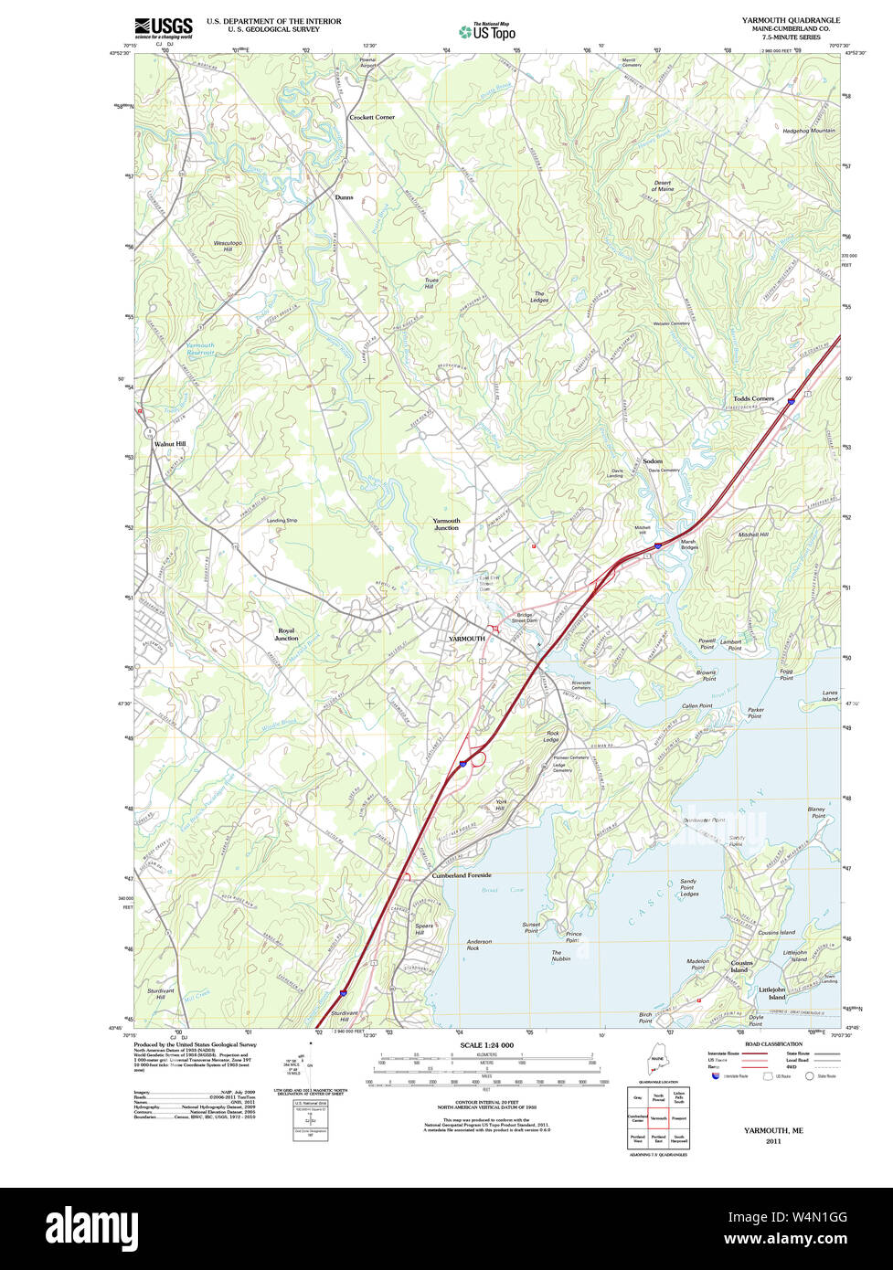Maine USGS Historical Map Yarmouth 20110830 TM Restoration Stock Photo