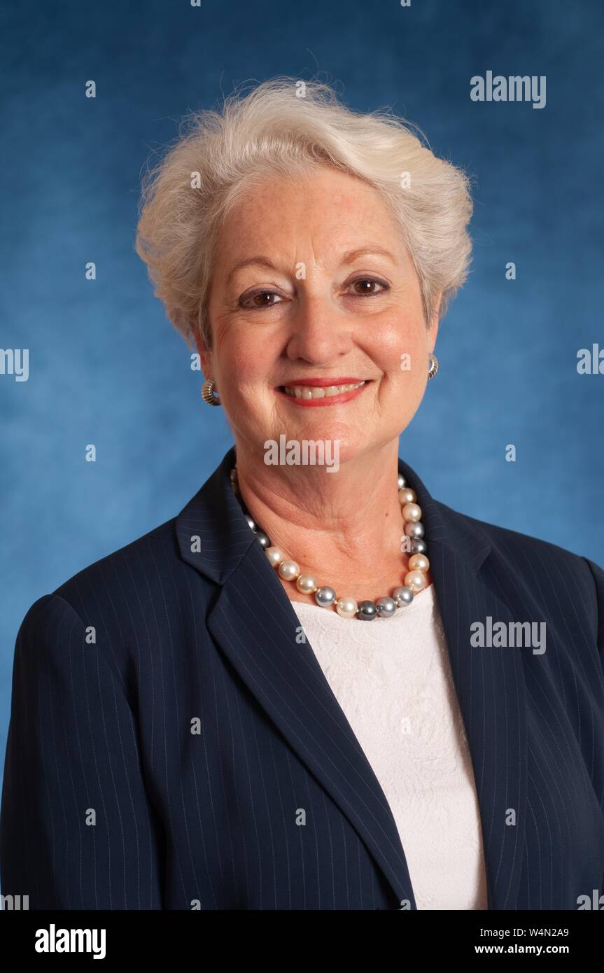 Close-up studio portrait of Sylvia Eggleston Wehr, Associate Dean for External Affairs/Development at Johns Hopkins University in Baltimore, Maryland, smiling at the camera, June 22, 2007. From the Homewood Photography Collection. () Stock Photo