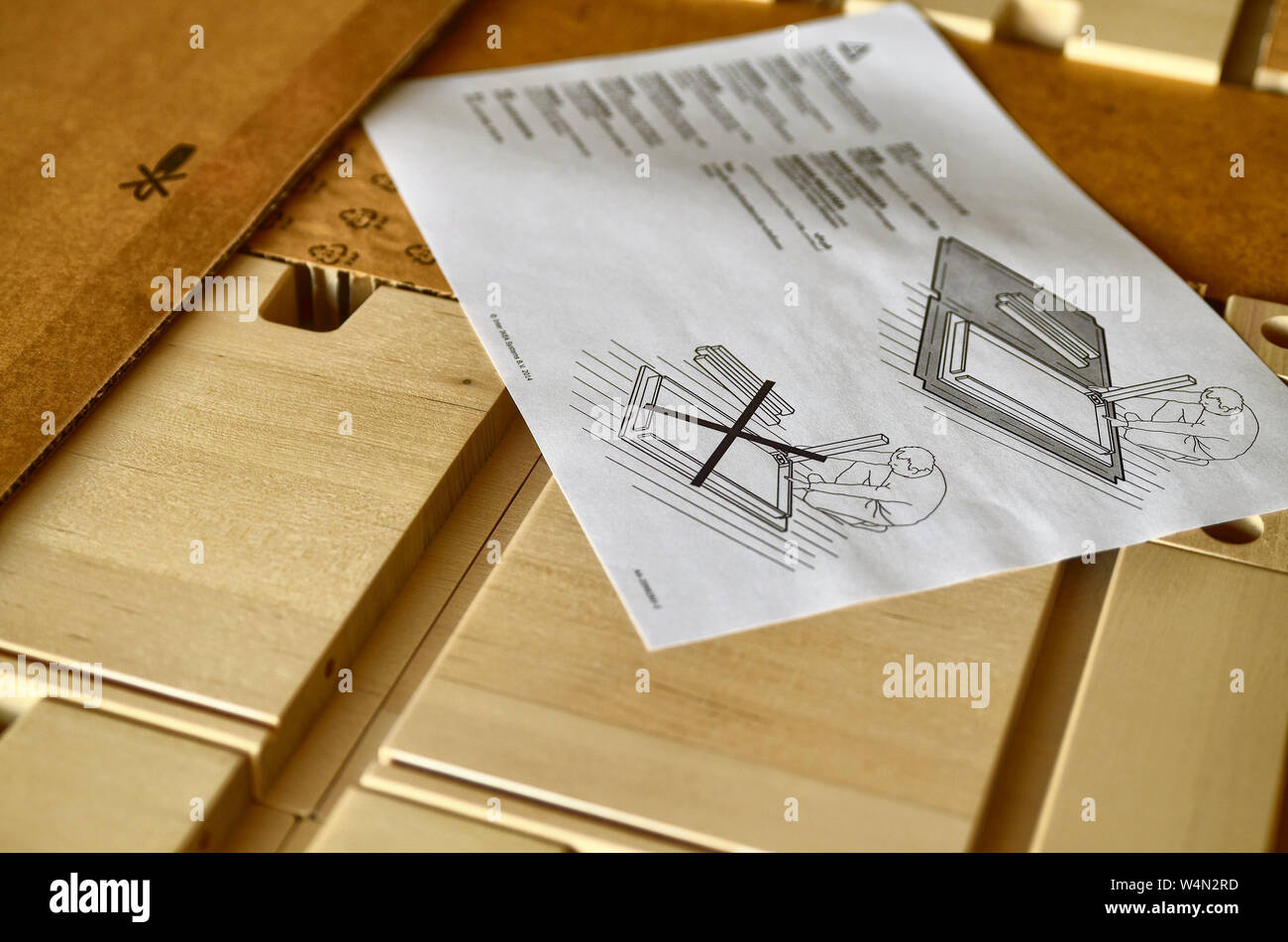 Turin, Piemonte, Italy. July 2019. Instructions for assembly of the