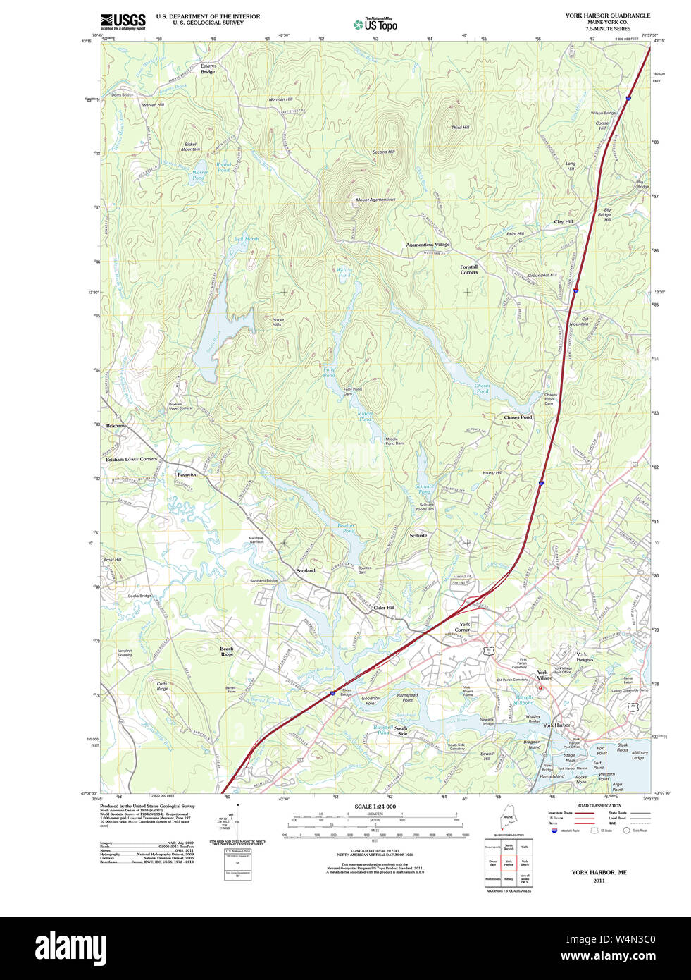 Maine USGS Historical Map York Harbor 20110825 TM Restoration Stock Photo Alamy