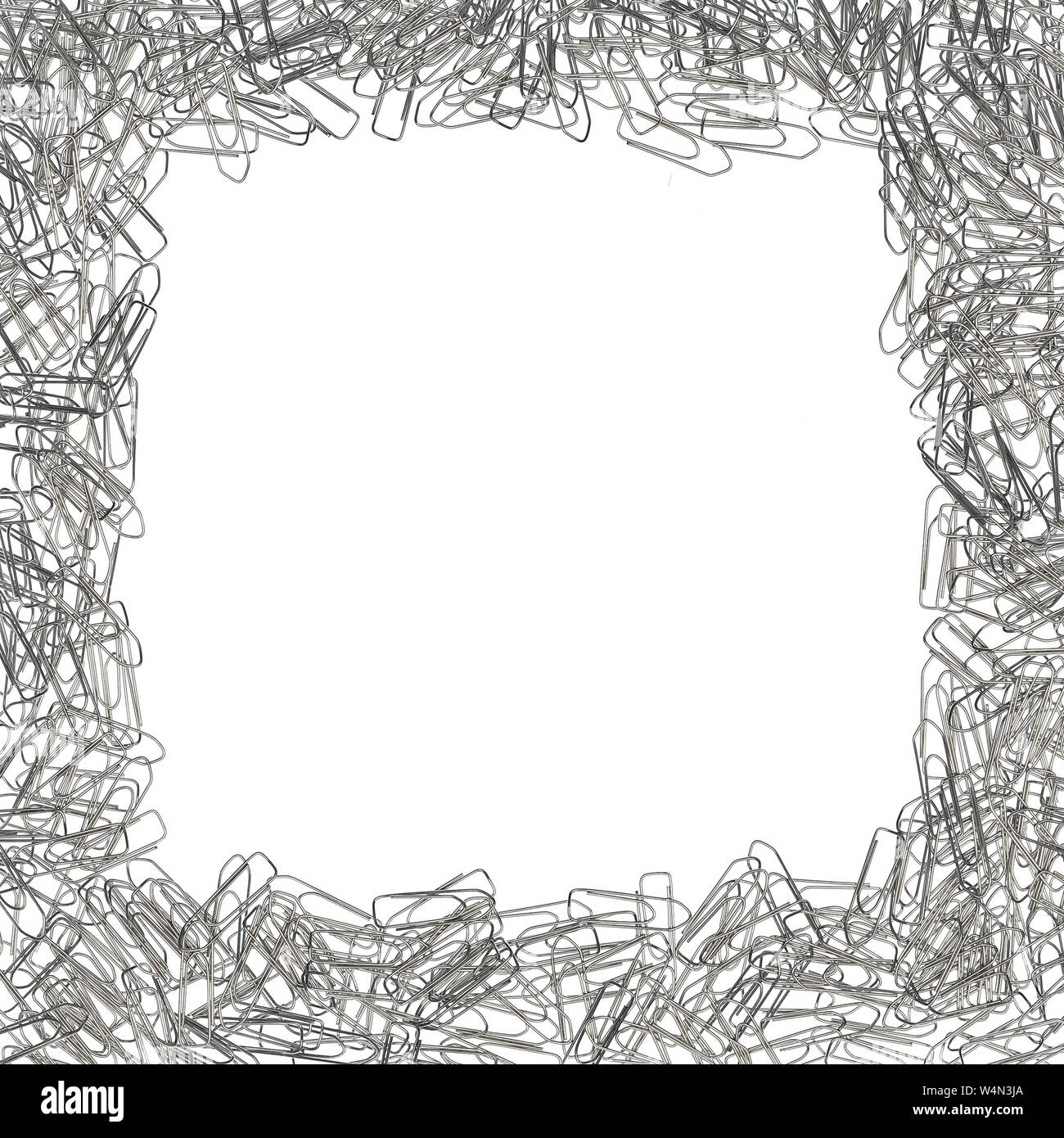 square frame made up of a border of metal paper clips Stock Photo