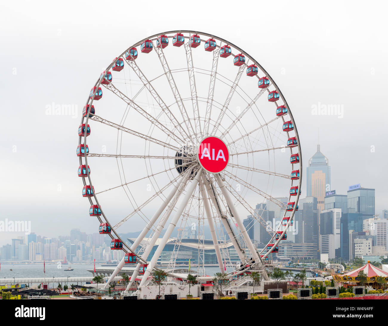 Hong Kong Observation Wheel, a large ferris wheel on the Central Harbourfront, Hong Kong Island, Hong Kong, China Stock Photo