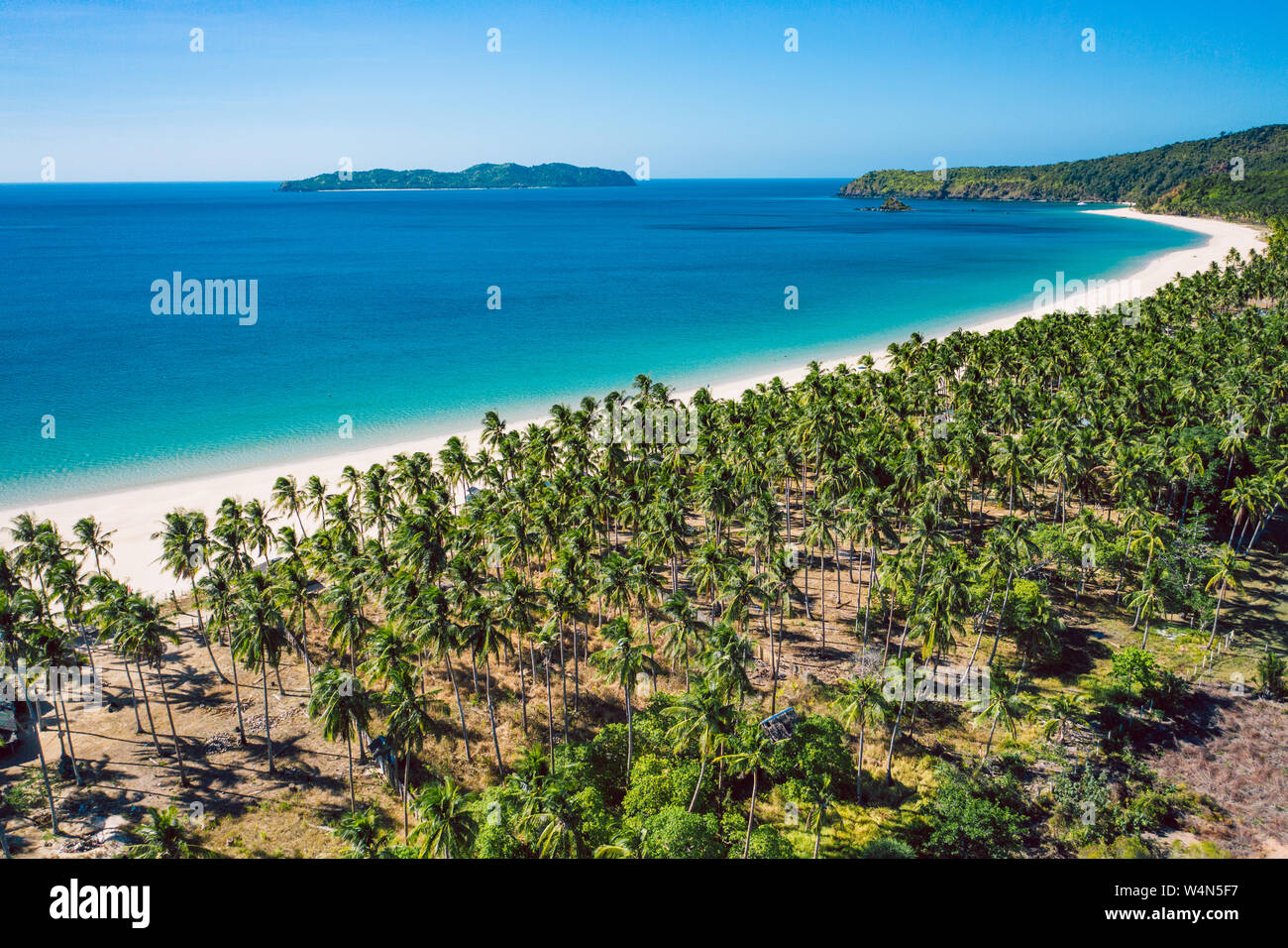 Aerial view of Nacpan beach on Palawan, Philippines Stock Photo