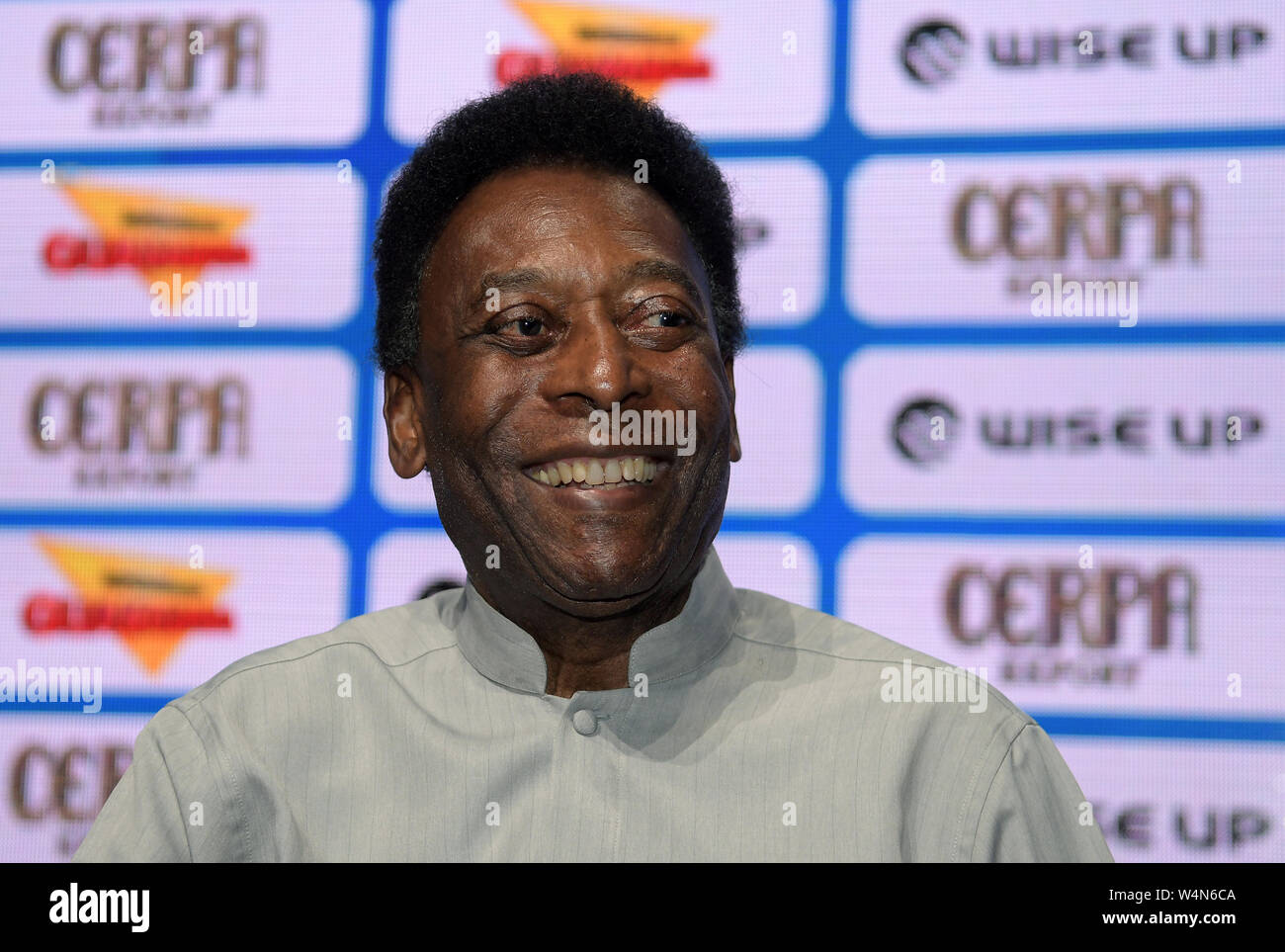 The greatest soccer player of all time Edson Arantes do Nascimento, Pelé, ambassador of the Carioca championship, during a press conference in the Cit Stock Photo