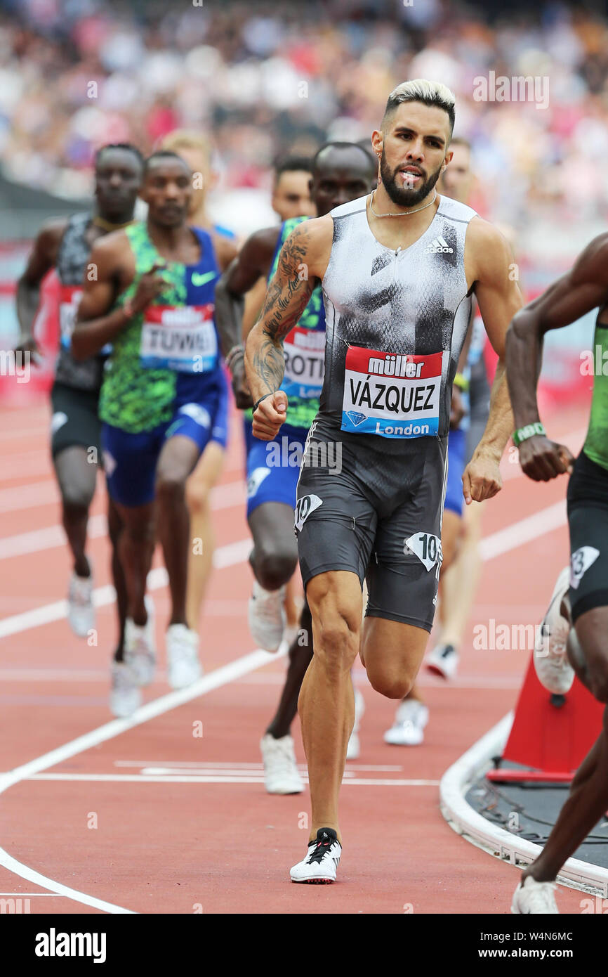 Wesley VÁZQUEZ (Puerto Rico) competing in the Men's 800m Final at the 2019, IAAF Diamond League, Anniversary Games, Queen Elizabeth Olympic Park, Stratford, London, UK. Stock Photo