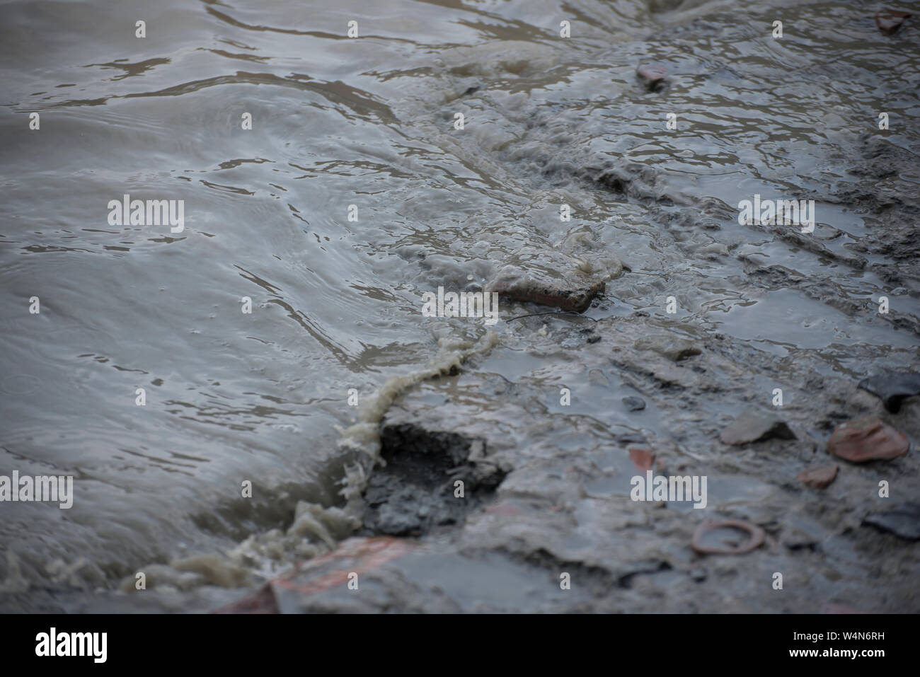 Water pollution, Polluted water are flowing in river Stock Photo - Alamy