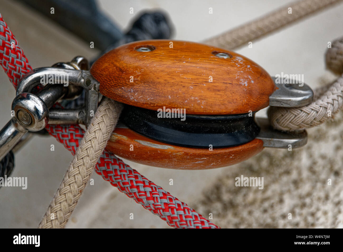 Sailing yacht rigging equipment Stock Photo Alamy