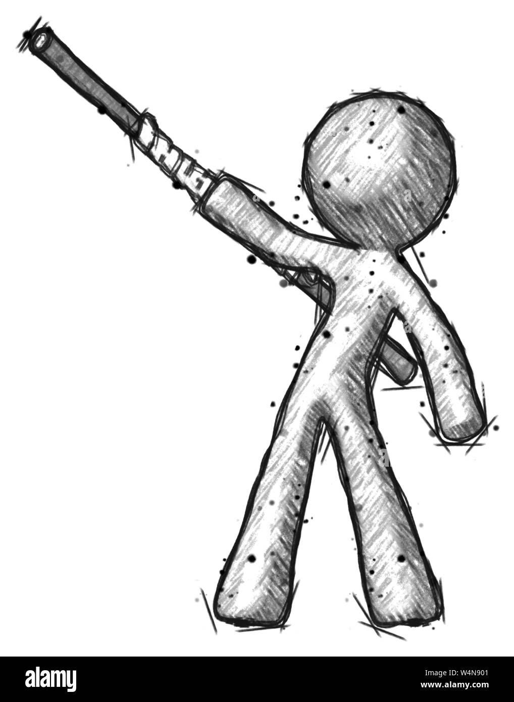 Sketch design mascot man bo staff pointing up pose Stock Photo Alamy