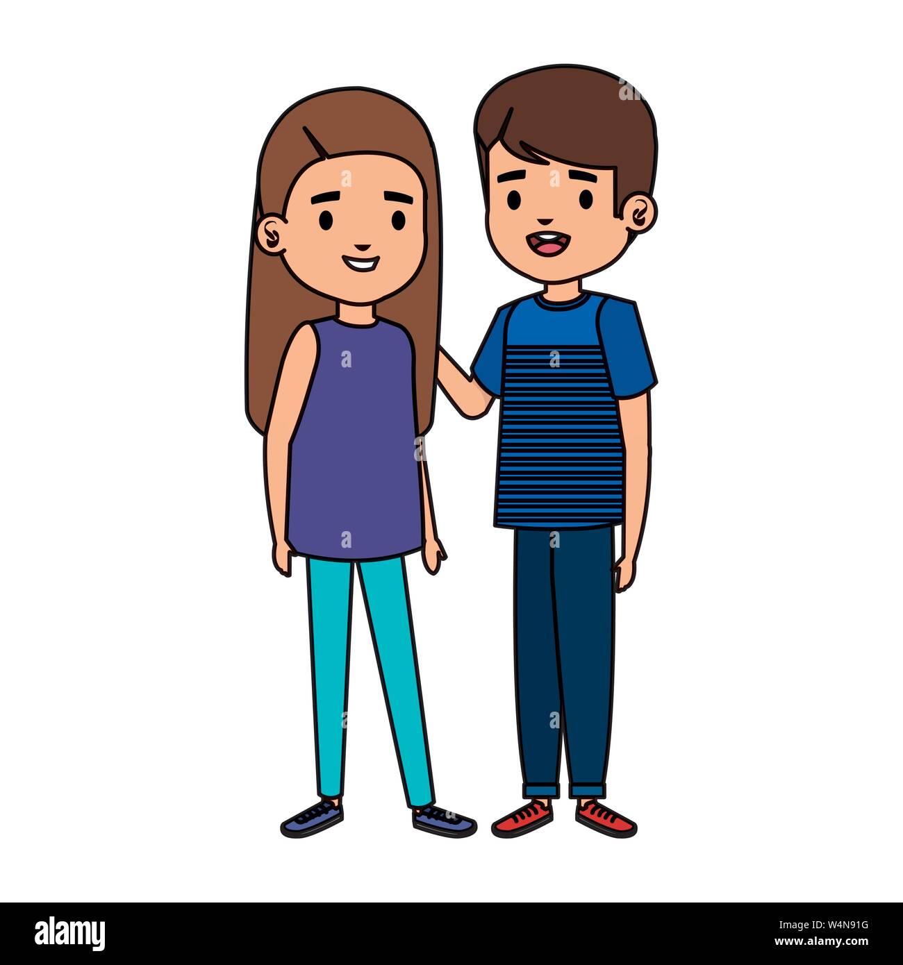 cute little kids couple characters Stock Vector Image & Art - Alamy