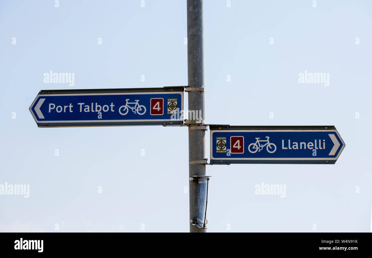 Welsh bicycle route signs Stock Photo