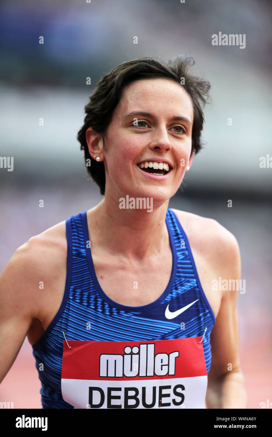 Gabriela DEBUES-STAFFORD (Canada) after competing in the Women's 1500m Final at the 2019, IAAF Diamond League, Anniversary Games, Queen Elizabeth Olympic Park, Stratford, London, UK. Stock Photo