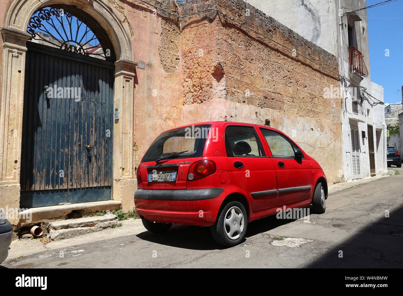 NARDO, ITALY - MAY 30, 2017: Daewoo Matiz mini city car parked in a street in Nardo, Italy. There are 41 million motor vehicles registered in Italy. Stock Photo