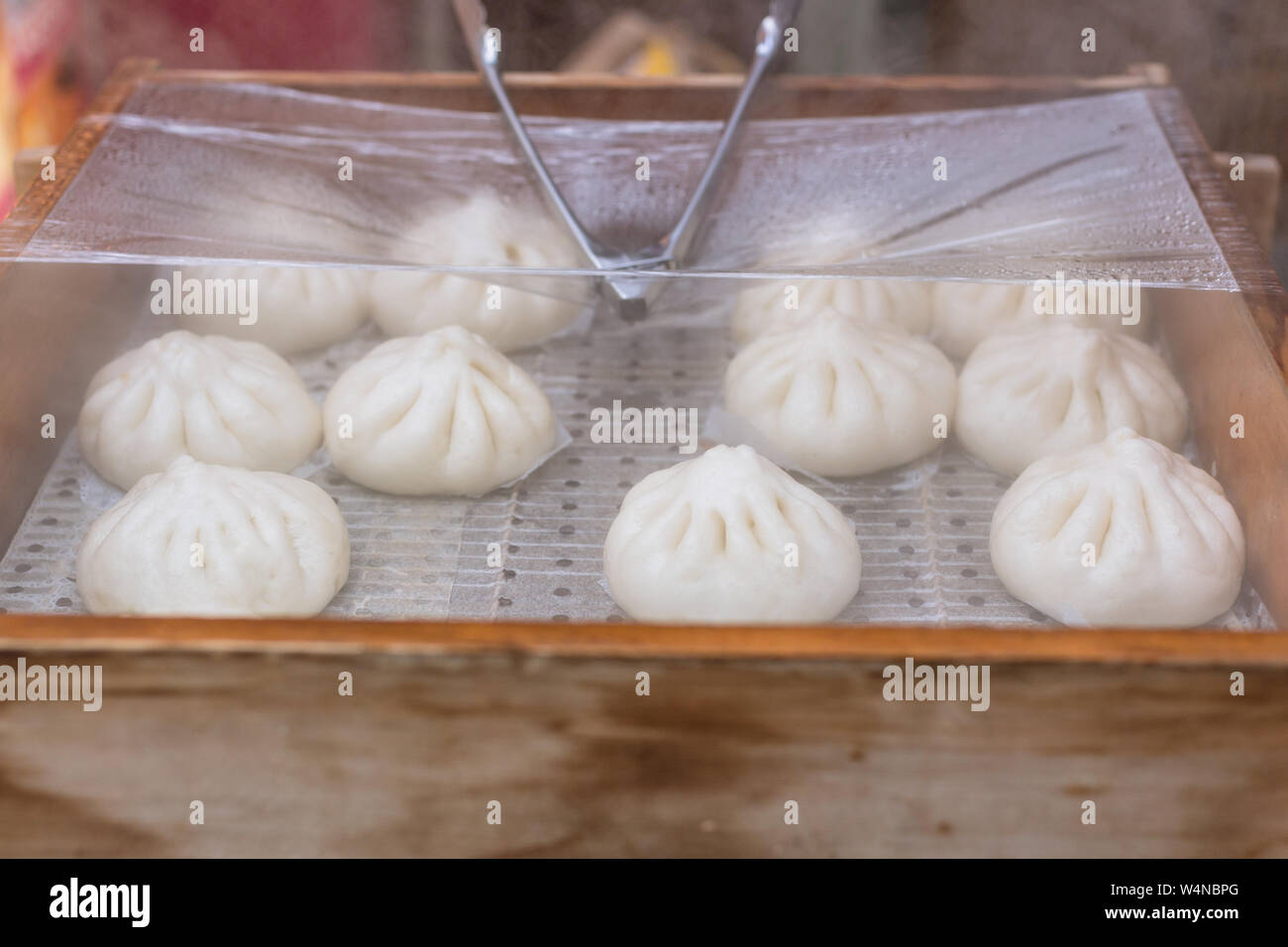 Chinese meat buns or Baozi Chinese style steamed pork bun street food