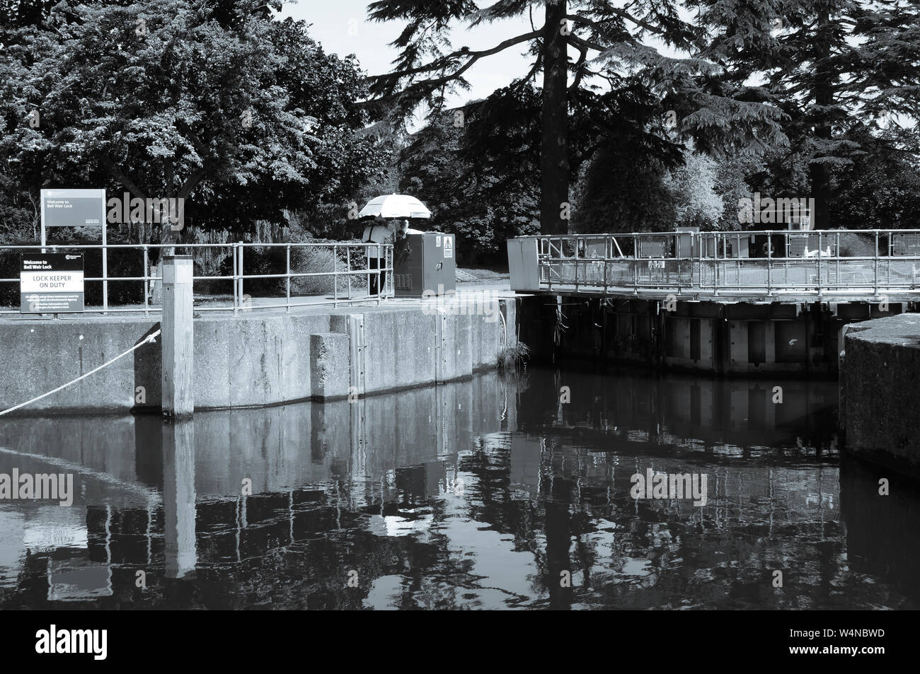 Bell Weir Lock, River Thames, Egham, Surrey, England, UK, GB Stock