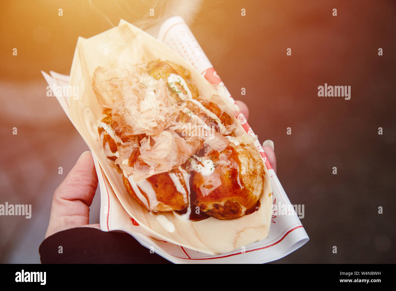 Takoyaki. Japanese most popular local famous street food of Osaka, Japan. Stock Photo