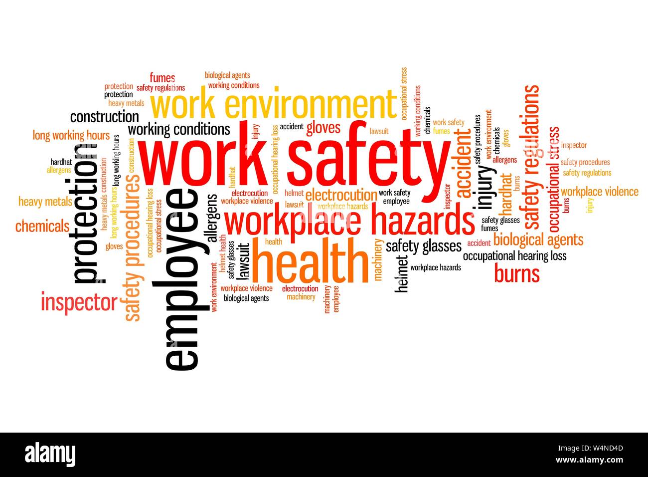 Work safety issues and concepts word cloud illustration. Word collage concept Stock Photo Alamy