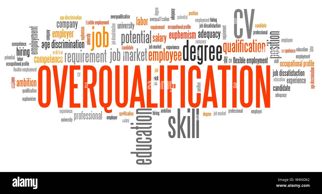 Overqualification - employment issues and concepts word cloud illustration. Word collage concept. Stock Photo