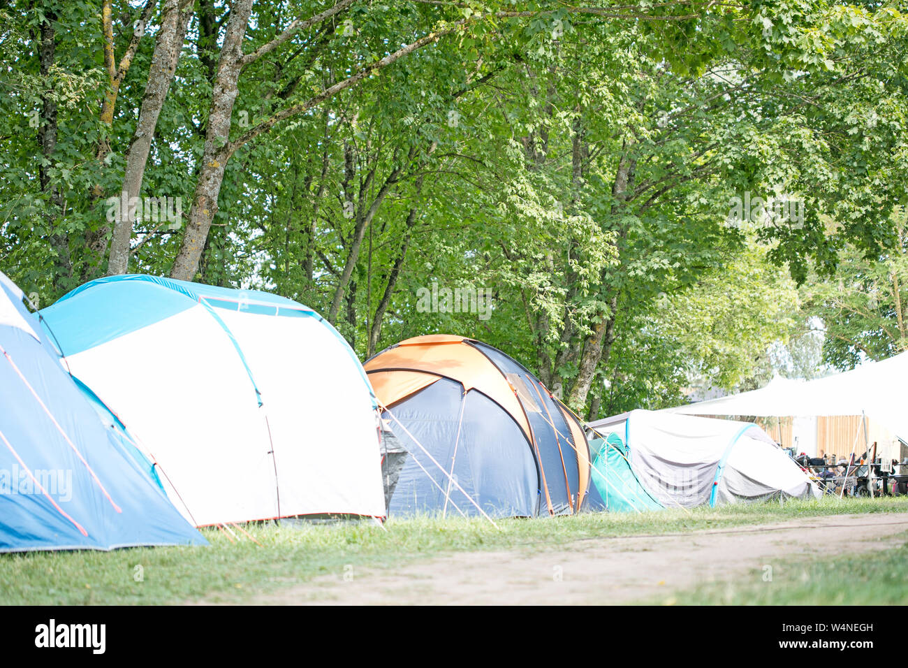 Summer camping tends in Germany background fine art high quality prints  products fifty megapixels Brombachsee zeltwiese Stock Photo - Alamy