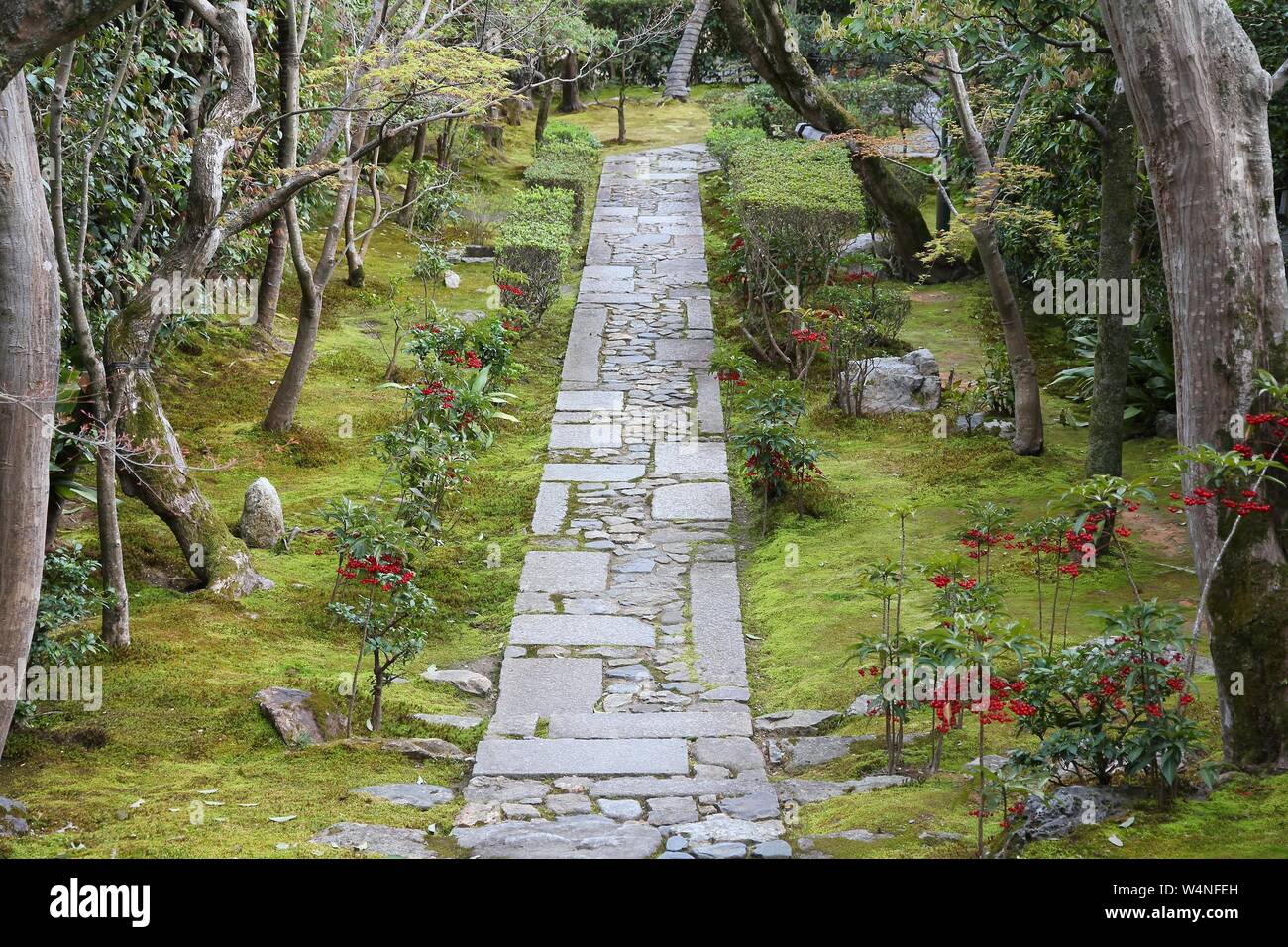 Kyoto, Japan zen garden at Ryoanji (Ryoanji) Temple. Japanese garden