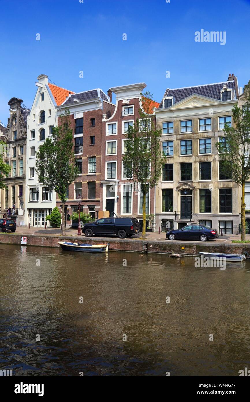 Amsterdam city architecture - Keizersgracht canal residential buildings. Netherlands rowhouse. Stock Photo