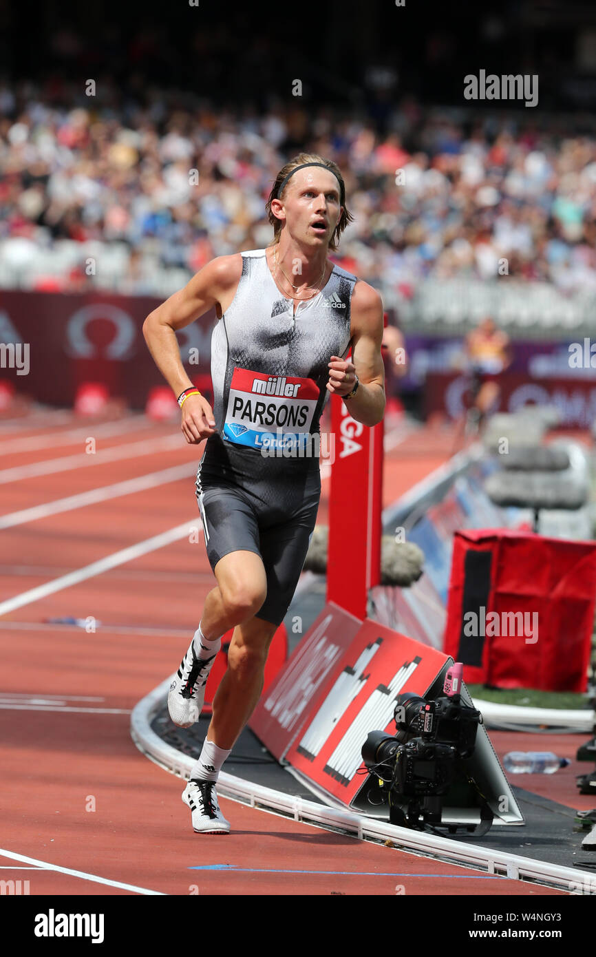 Sam PARSONS (Germany) competing in the Men's 5000m Final at the 2019, IAAF Diamond League, Anniversary Games, Queen Elizabeth Olympic Park, Stratford, London, UK. Stock Photo