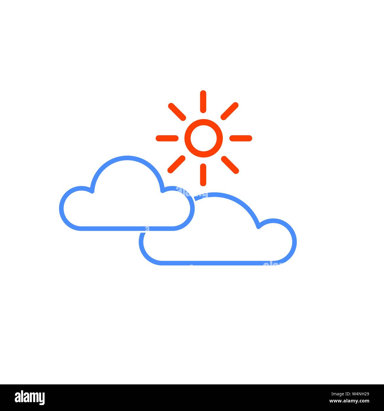 Sun and cloud weather icon isolated on white background. Vector Stock ...
