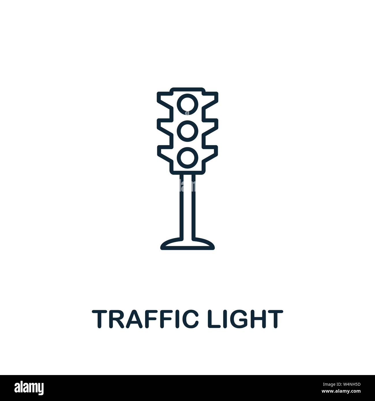 Traffic Light outline icon. Thin style design from city elements icons collection. Pixel perfect symbol of traffic light icon. Web design, apps Stock Vector