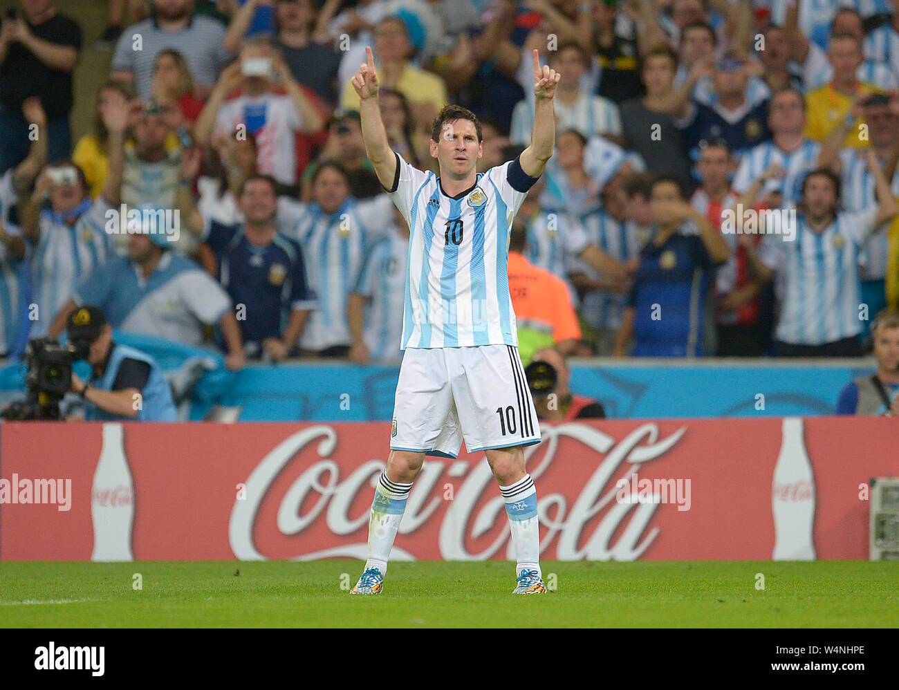 Argentine soccer player Leonel Messi, during the match Argentina vs Bosnia for the 2014 World Cup, at the Maracanã Stadium, in the city of Rio de Jane Stock Photo