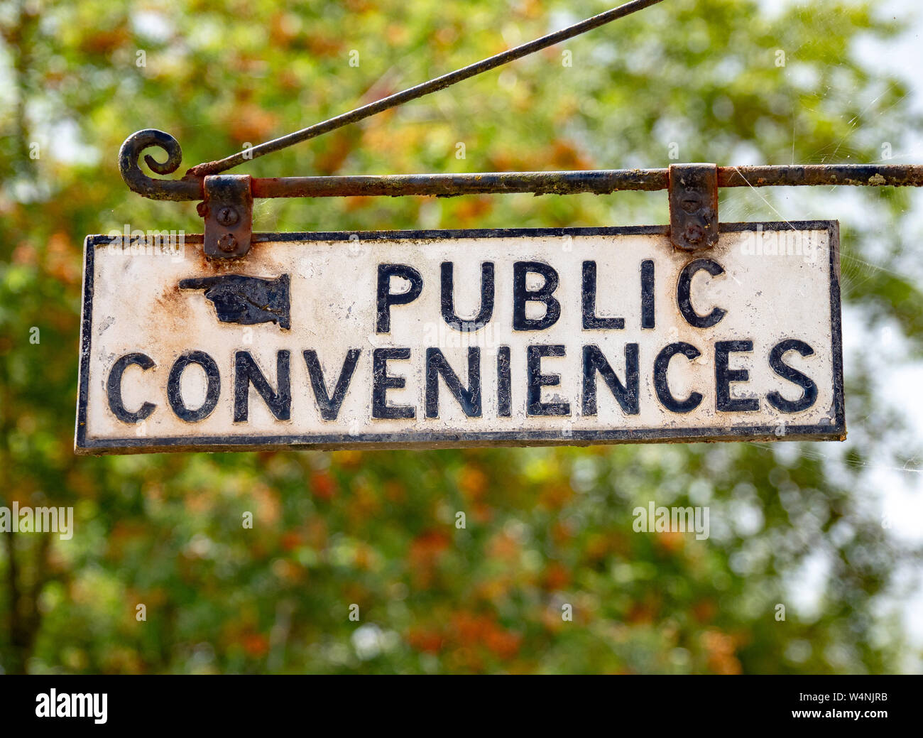 A sign for Public Conveniences in Chipping Campden, Cotswolds, Gloucestershire, England, United Kingdom, Great Britain, GB, UK. Stock Photo