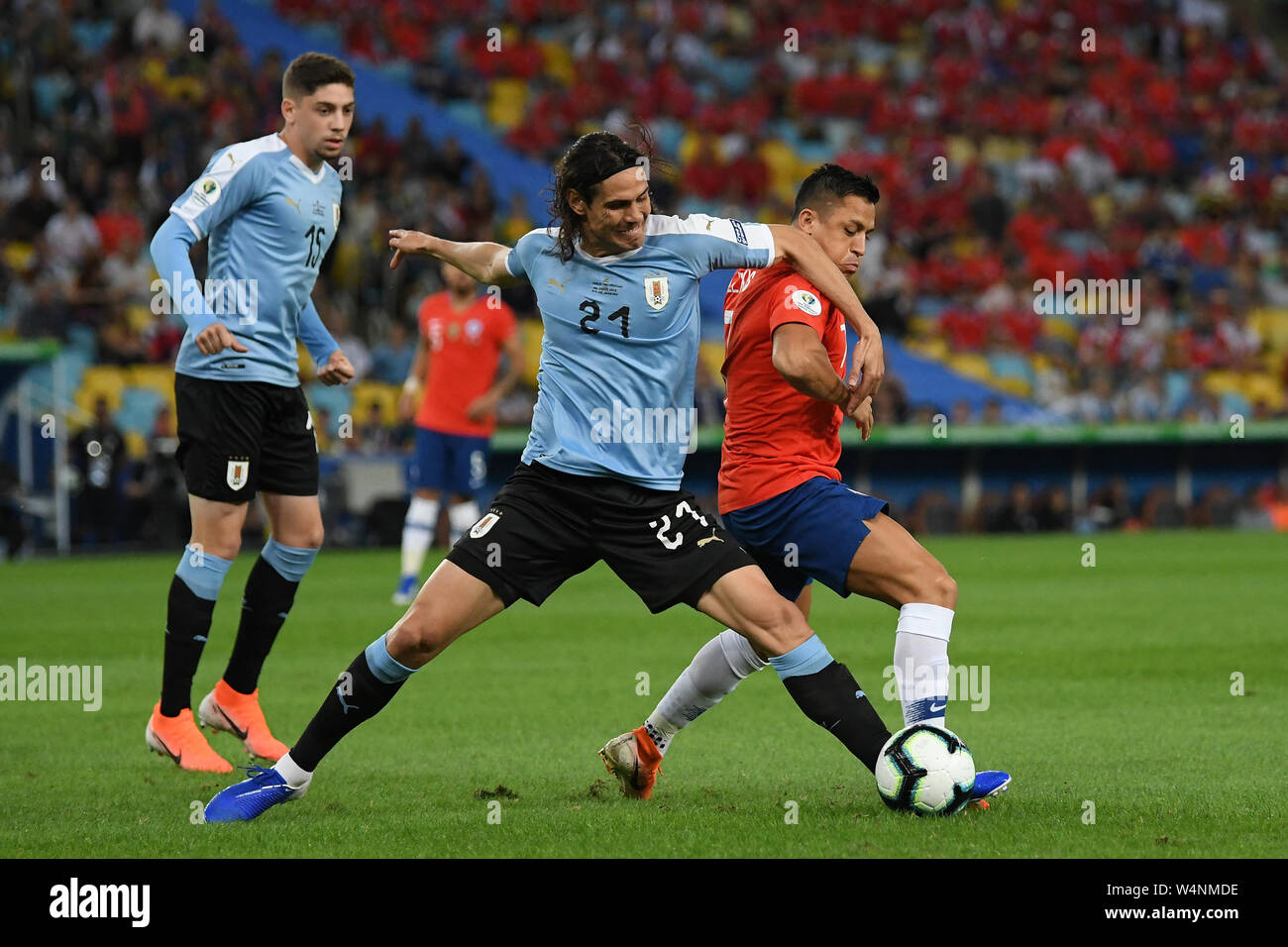 Uruguayan soccer player Cavani, during the Chile vs Uruguay game for the Copa América 2019 at the Maracanã stadium. Stock Photo