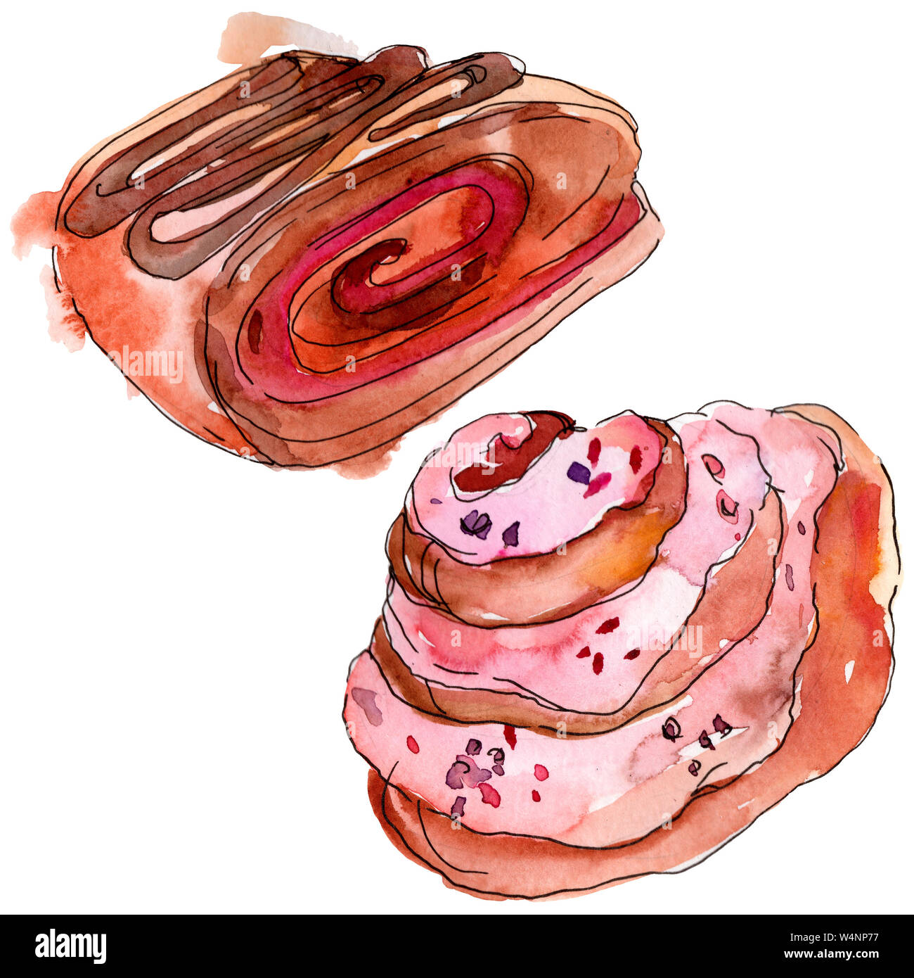Tasty cake and desserts in a watercolor style. Background illustration ...