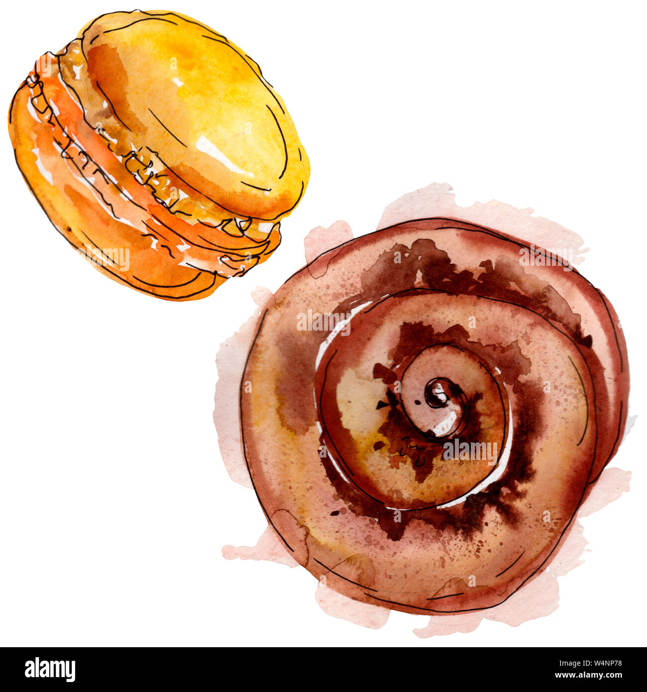 Tasty cake and desserts in a watercolor style. Background illustration ...