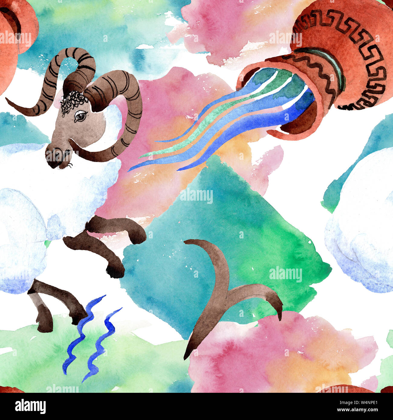 Horoscope zodiac sign, astrology symbol. Watercolor illustration set ...