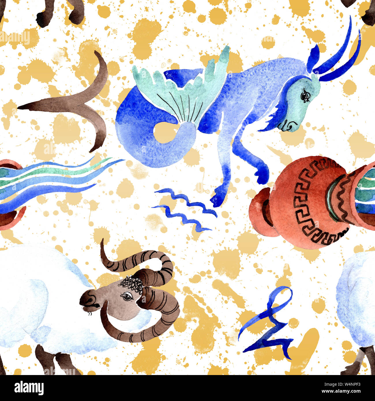 Horoscope zodiac sign, astrology symbol. Watercolor illustration set ...
