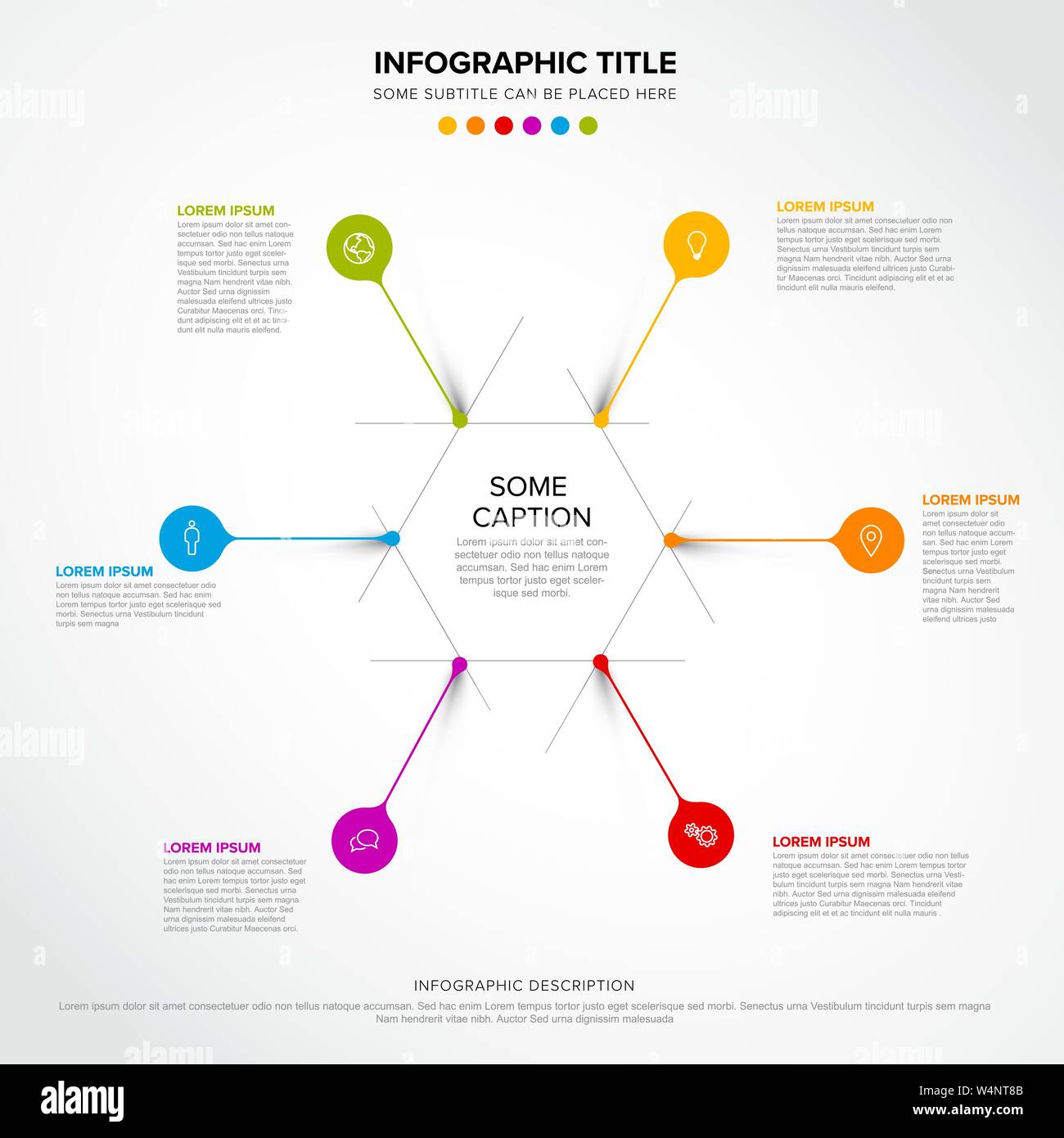Vector multipurpose Infographic template made from circle and droplet pins Stock Vector