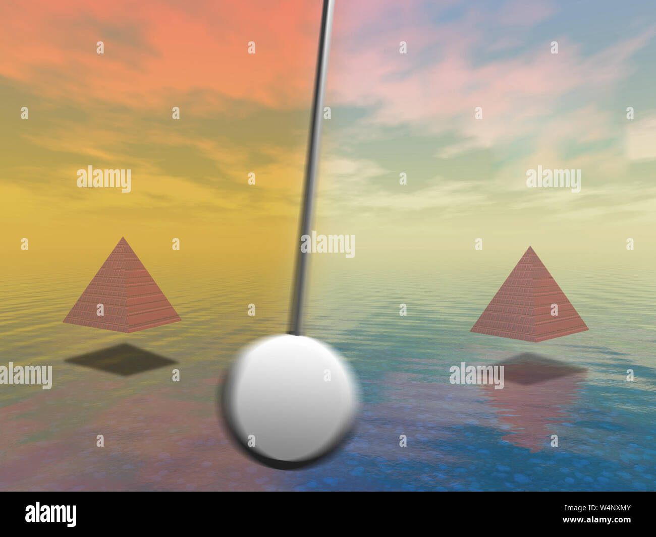 Two Pyramids Overlapping Pendulum and two pyramids Stock Photo - Alamy