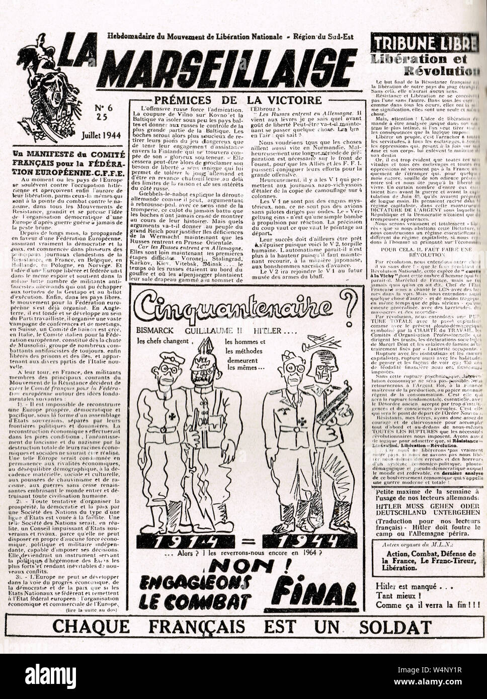 La Marseillaise, weekly newspapers of the National Liberation movement