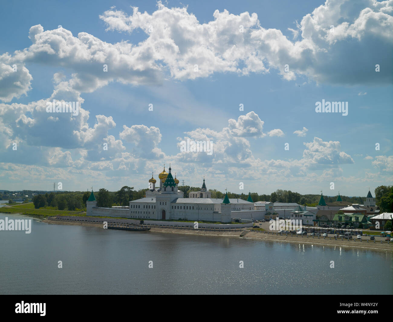 Beautiful old Russian Ipatiev Monastery on the bank of the Kostroma ...