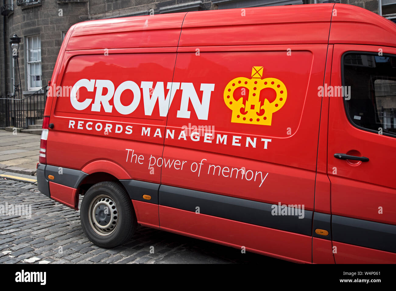 Van belonging to Crown Records Management parked in Edinburgh, Scotland, UK. Stock Photo